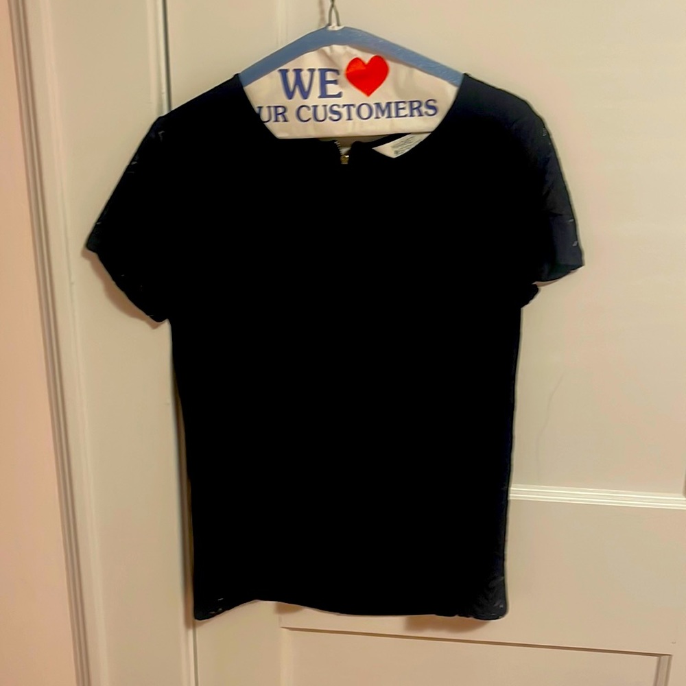 Beautiful yet fun black short sleeve blouse